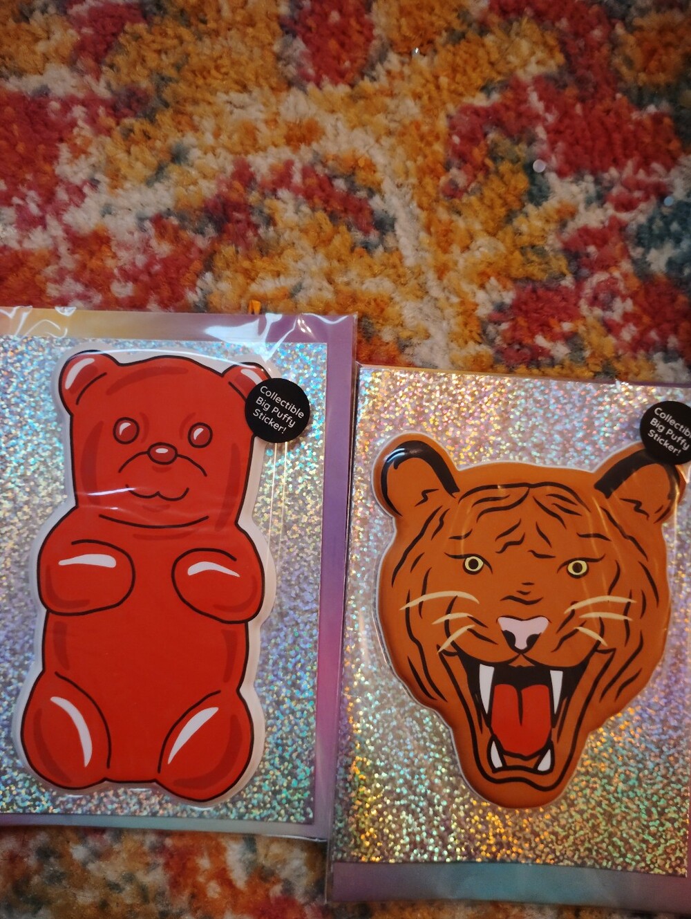 Pipsticks Huge Puffy Sticker Greeting Cards X2 Tiger & Gummi Bear 🐻 Set 🆕